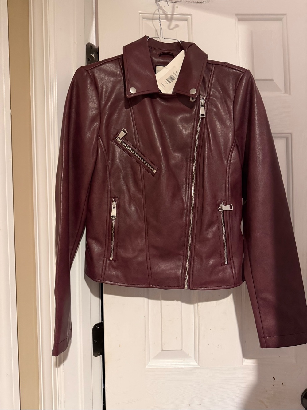 bagatelle Wine Faux Leather Moto Jacket